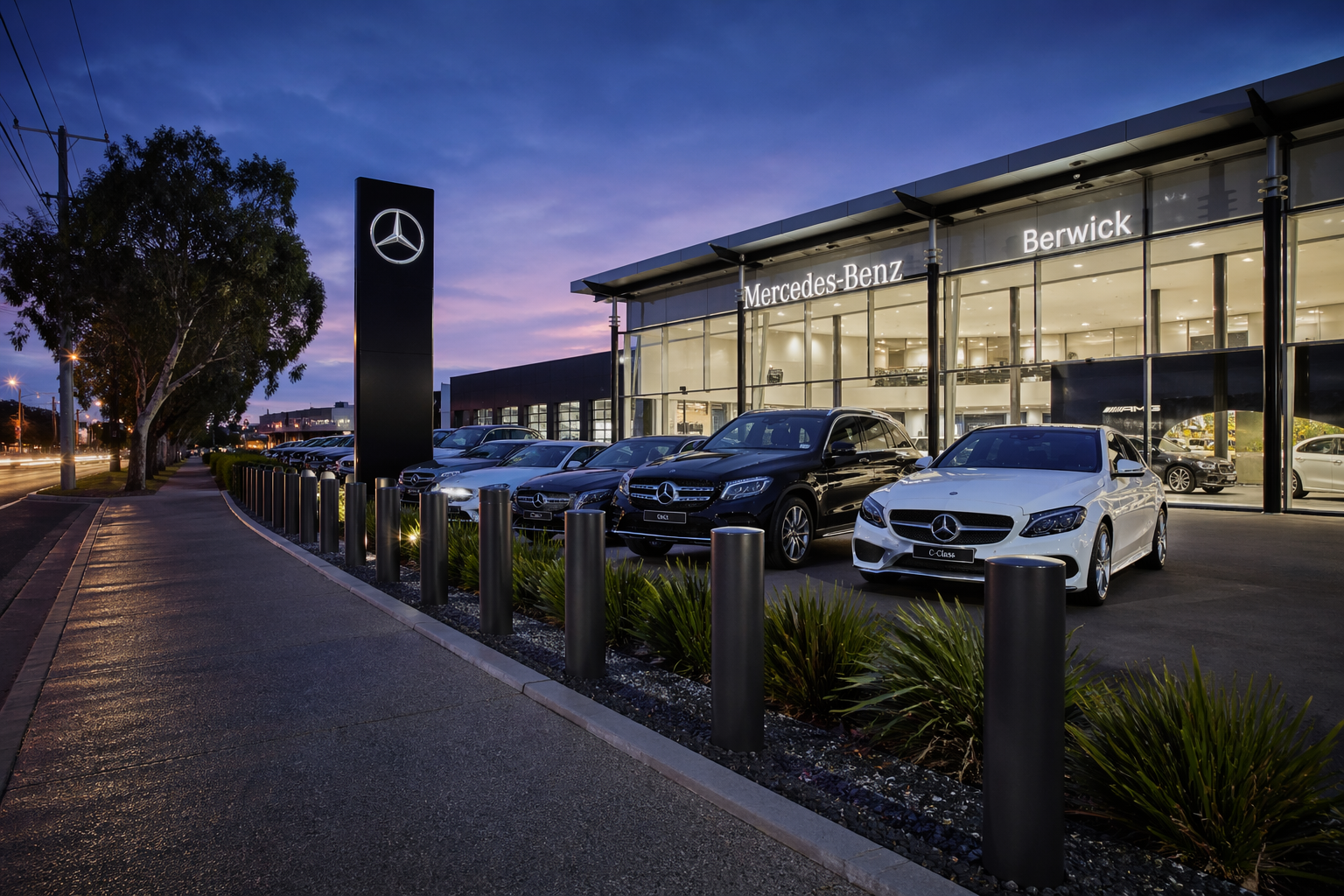 Security bollards for car dealerships