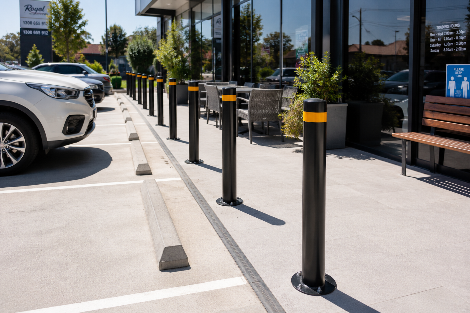 Can you put bollards around your footpath dining area?