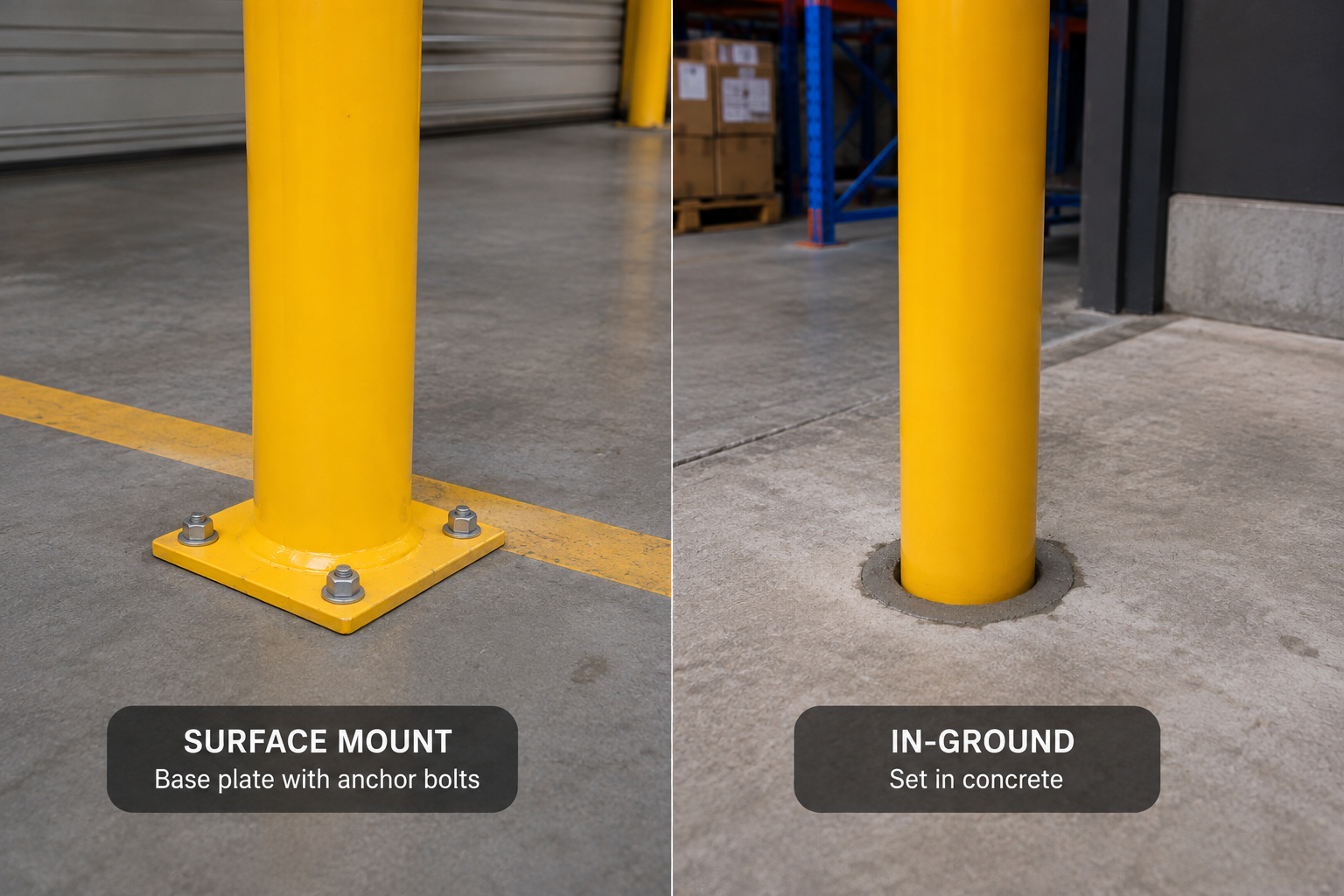 Surface Mount vs In-Ground Bollards